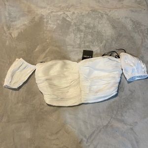 Corset cropped white shimmer top